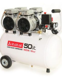 کمپرسور ۵۰ لیتری بیصدا بدون روغن دو موتور محک مجهز به شیر برقی HSU1100-50L