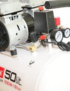 کمپرسور ۵۰ لیتری بیصدا بدون روغن دو موتور محک مجهز به شیر برقی HSU1100-50L